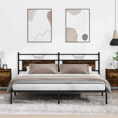 vidaXL Bed Frame without Mattress Engineered Wood Smoked Oak with Headboard