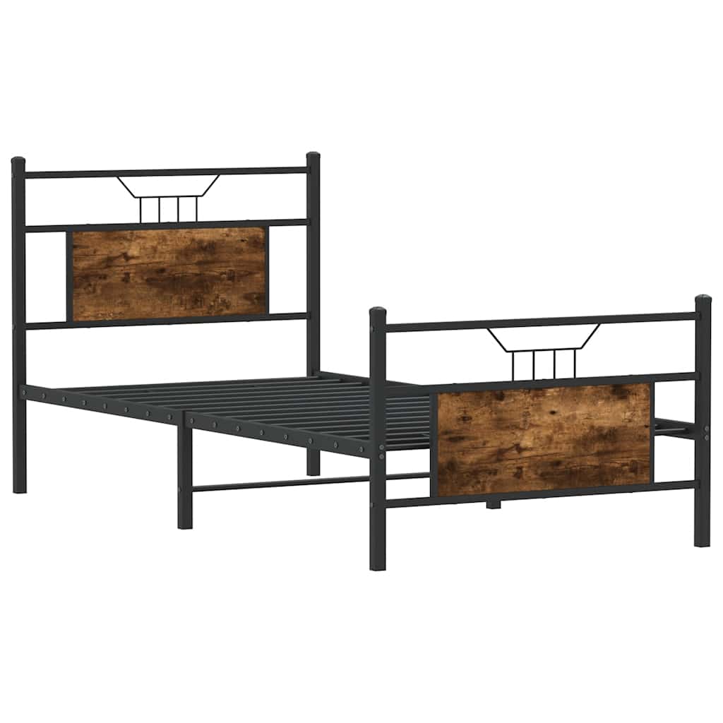 vidaXL Bed Frame without Mattress Smoked Oak 75x190 cm Small Single Engineered Wood 5