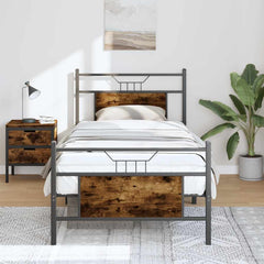 vidaXL Bed Frame without Mattress Smoked Oak 75x190 cm Small Single Engineered Wood 1