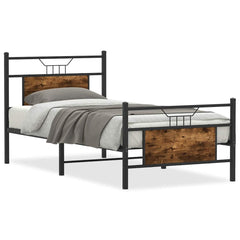 vidaXL Bed Frame without Mattress Smoked Oak 90x190 cm Single Engineered Wood 2