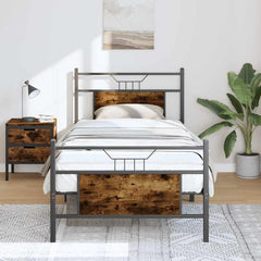 vidaXL Bed Frame without Mattress Smoked Oak 90x190 cm Single Engineered Wood 1