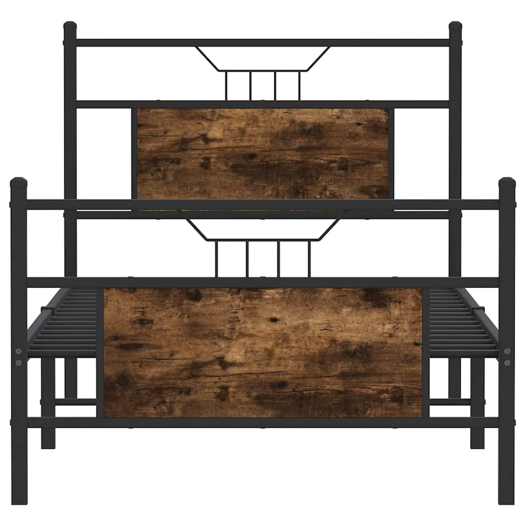vidaXL Bed Frame without Mattress Smoked Oak 90x200 cm Engineered Wood 6