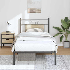 vidaXL Bed Frame without Mattress Engineered Wood Sonoma Oak with Headboard