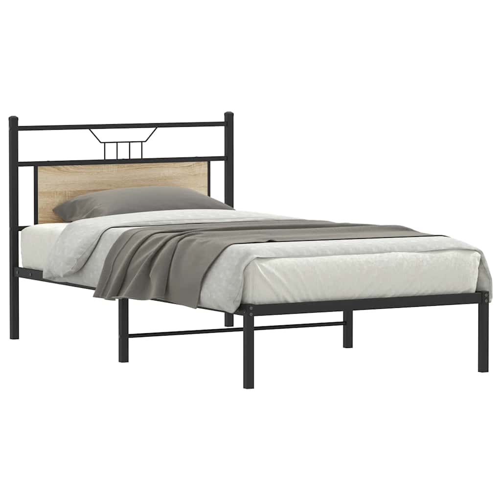 vidaXL Bed Frame without Mattress Sonoma Oak 100x190 cm Engineered Wood 3