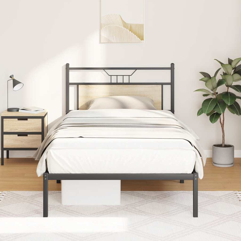 Bed Frame without Mattress Engineered Wood Sonoma oak With headboard 100 cm 190 cm