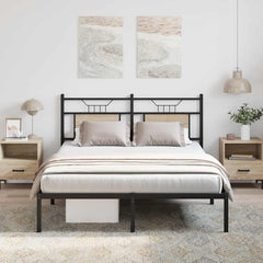 vidaXL Bed Frame without Mattress Engineered Wood Sonoma Oak with Headboard