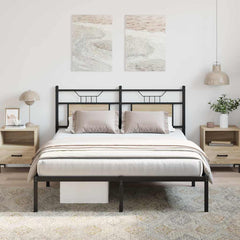 vidaXL Bed Frame without Mattress Engineered Wood Sonoma Oak with Headboard