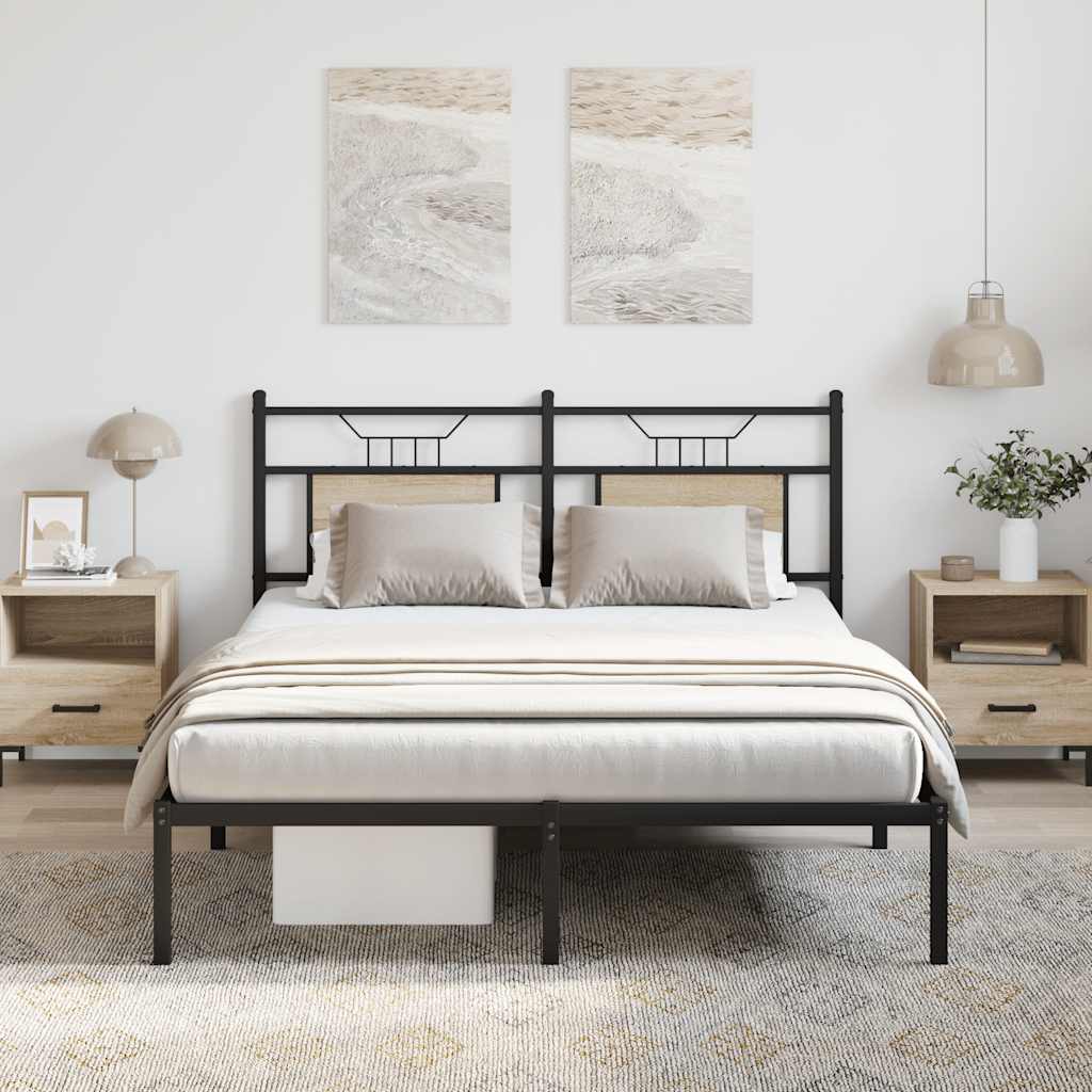 vidaXL Bed Frame without Mattress Engineered Wood Sonoma Oak with Headboard