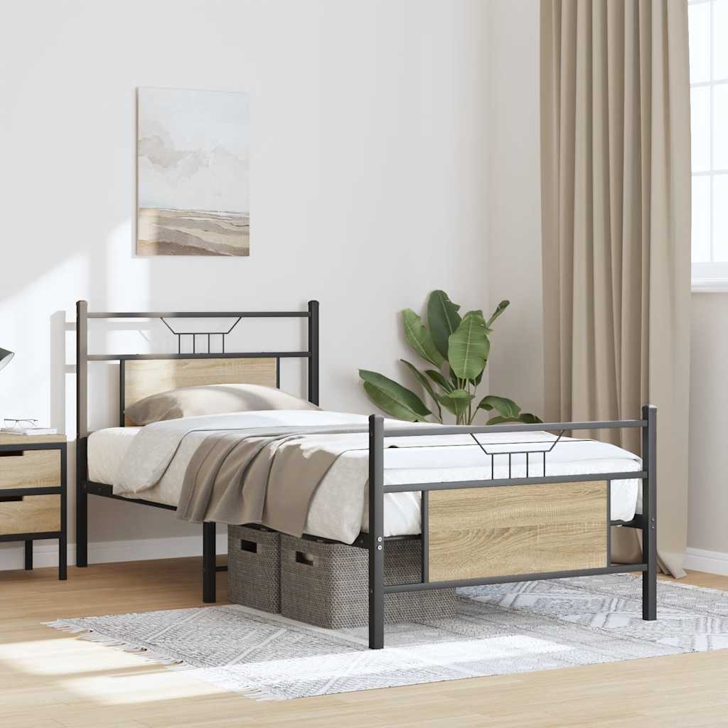 vidaXL Bed Frame without Mattress Sonoma Oak 80x200 cm Engineered Wood 5