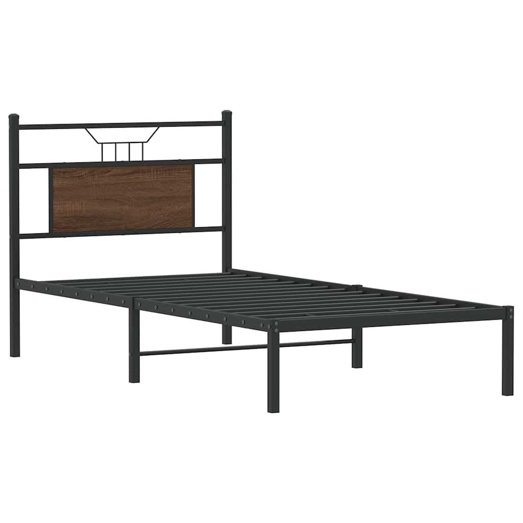 vidaXL Bed Frame without Mattress Brown Oak 90x190 cm Single Engineered Wood 3