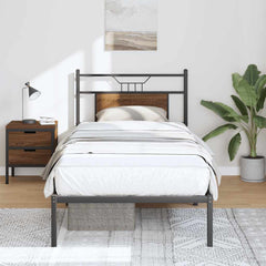 vidaXL Bed Frame without Mattress Brown Oak 90x190 cm Single Engineered Wood 4