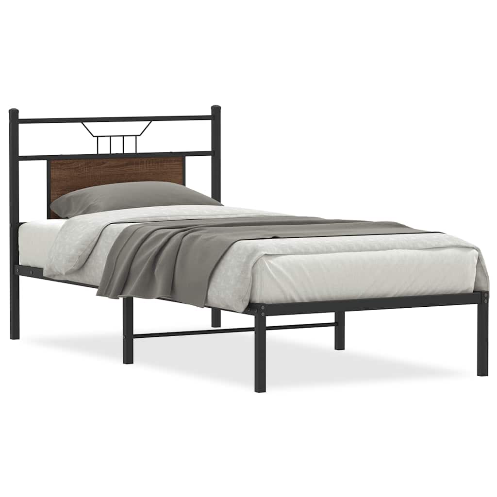 vidaXL Bed Frame without Mattress Brown Oak 90x200 cm Engineered Wood 2