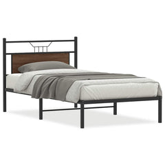 vidaXL Bed Frame without Mattress Brown Oak 100x190 cm Engineered Wood 2