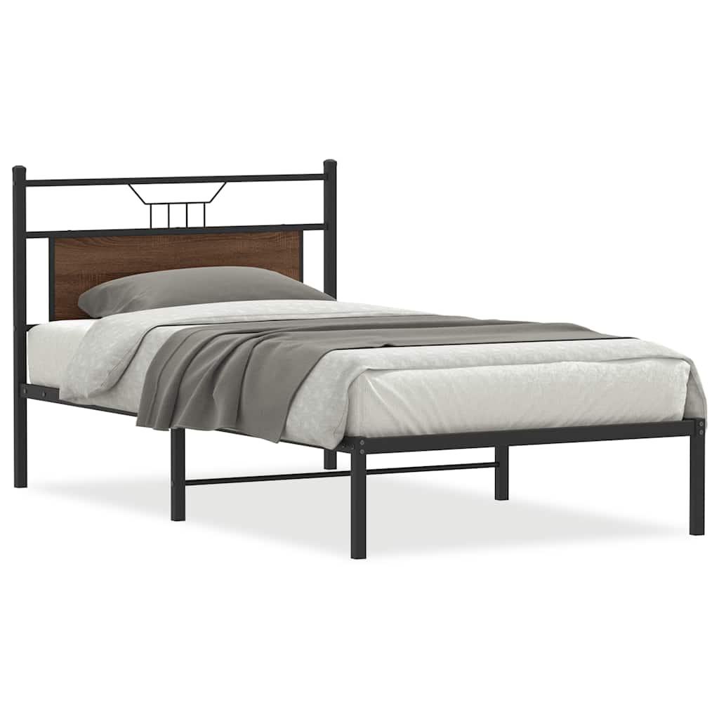 vidaXL Bed Frame without Mattress Brown Oak 100x200 cm Engineered Wood 2