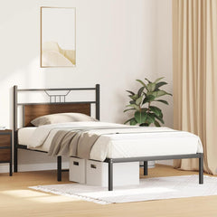 vidaXL Bed Frame without Mattress Brown Oak 100x200 cm Engineered Wood 5