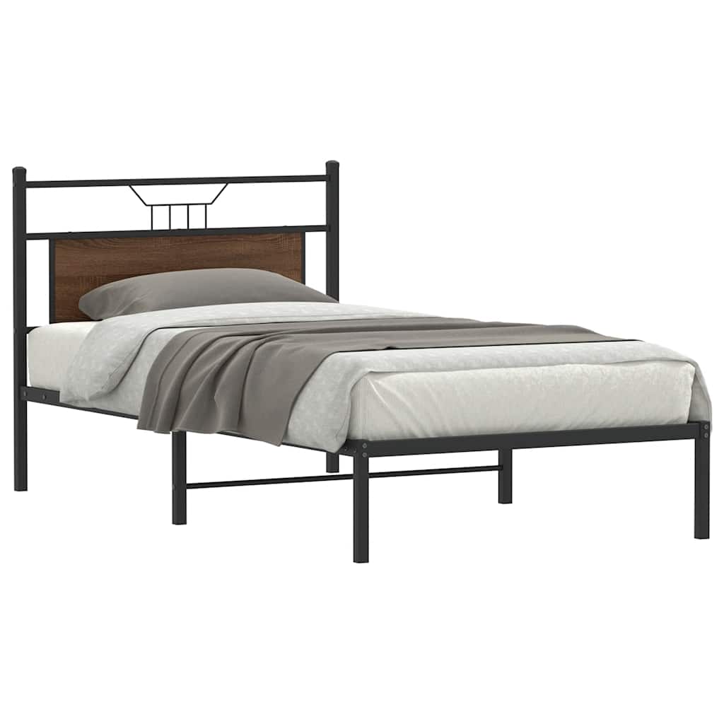 vidaXL Bed Frame without Mattress Brown Oak 100x200 cm Engineered Wood 1