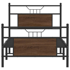vidaXL Bed Frame without Mattress Brown Oak 75x190 cm Small Single Engineered Wood 6