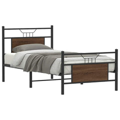vidaXL Bed Frame without Mattress Brown Oak 75x190 cm Small Single Engineered Wood 1