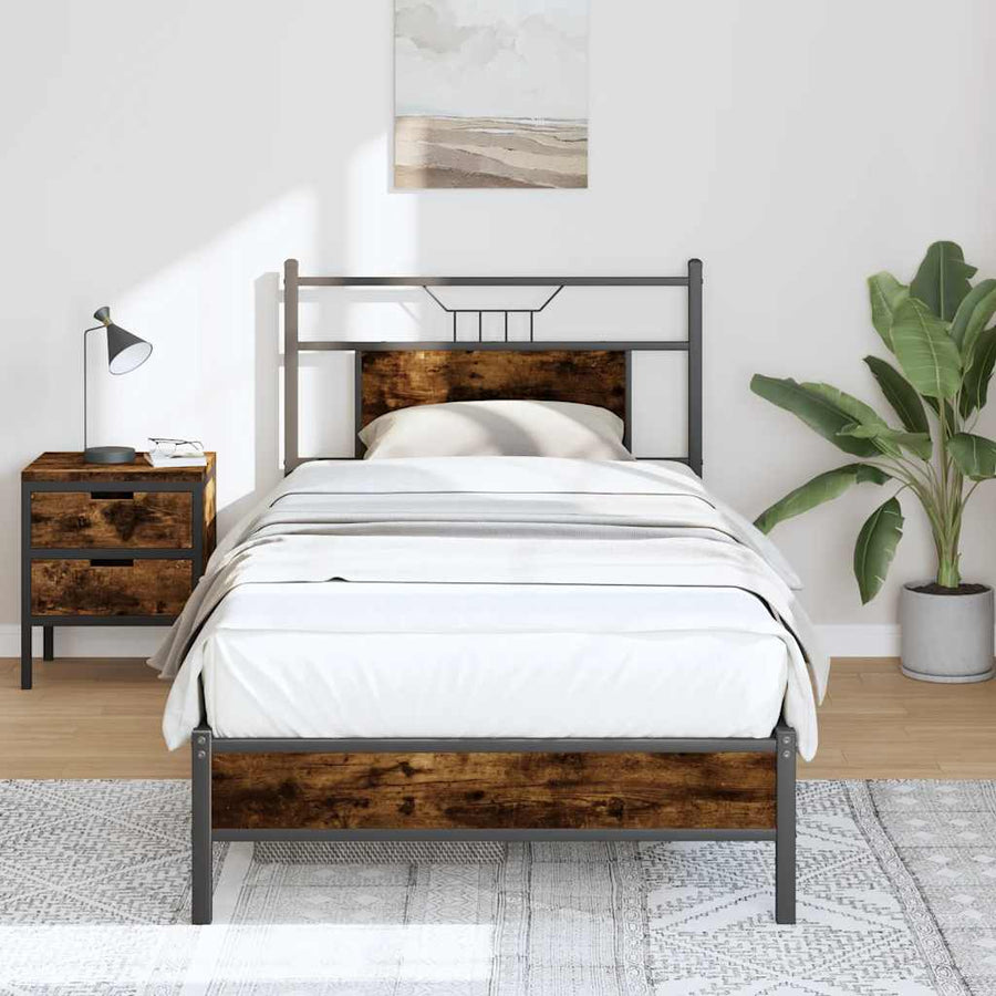 vidaXL Bed Frame without Mattress Smoked Oak 80x200 cm Engineered Wood 1