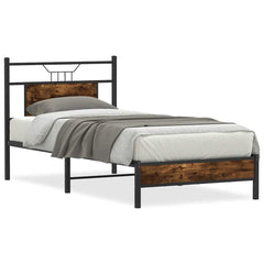 vidaXL Bed Frame without Mattress Smoked Oak 90x200 cm Engineered Wood 2
