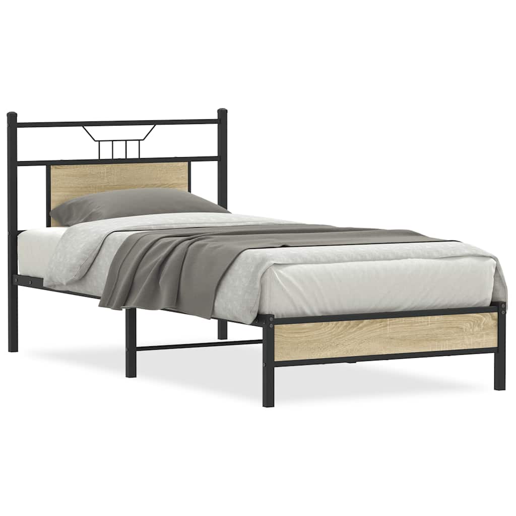 vidaXL Bed Frame without Mattress Sonoma Oak 90x200 cm Engineered Wood 2