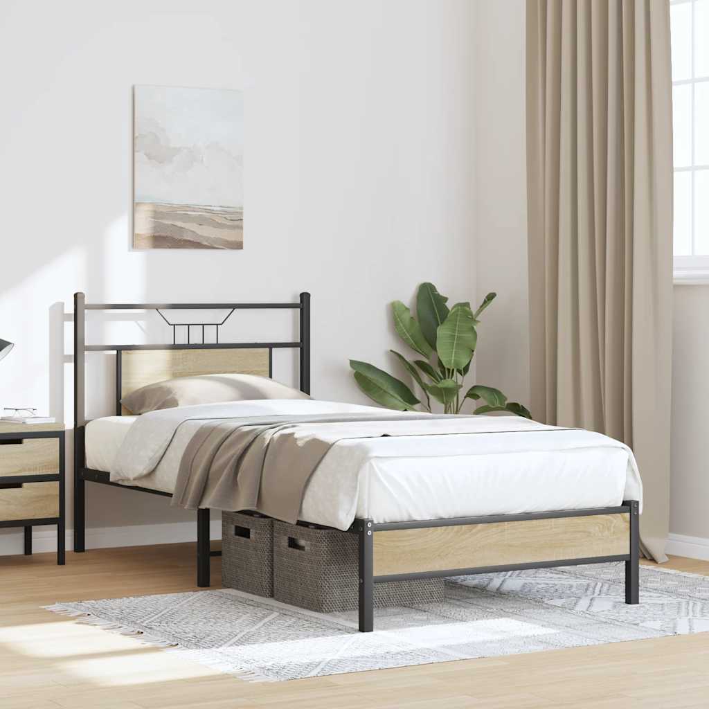 vidaXL Bed Frame without Mattress Sonoma Oak 90x200 cm Engineered Wood 4