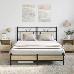 vidaXL Bed Frame without Mattress Engineered Wood Sonoma Oak with Headboard & Low Footboard