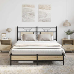 vidaXL Bed Frame without Mattress Engineered Wood Sonoma Oak with Headboard & Low Footboard