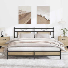 vidaXL Bed Frame without Mattress Engineered Wood Sonoma Oak with Headboard & Low Footboard