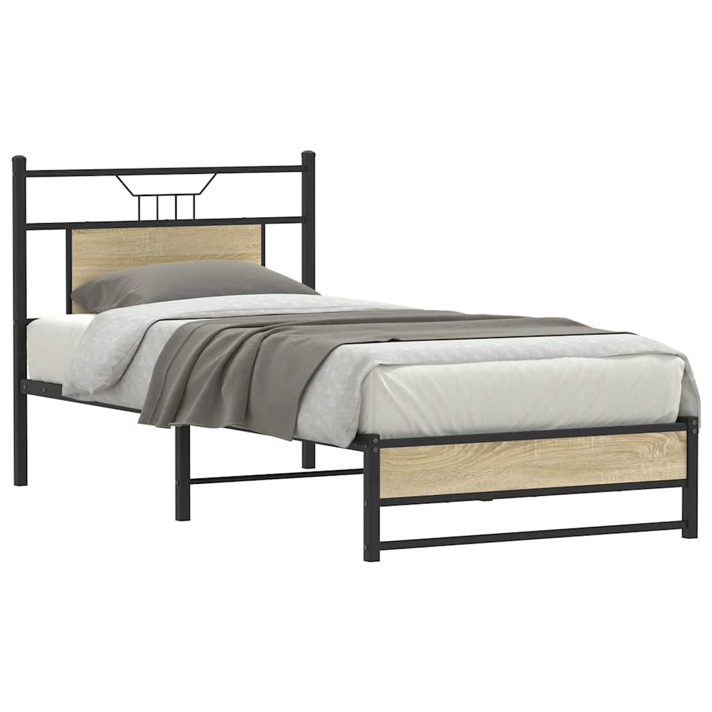 Bed Frame without Mattress Engineered Wood Sonoma oak With headboard & dual low footboard 80 cm 200 cm