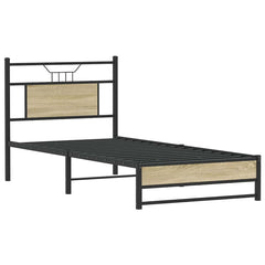 vidaXL Bed Frame without Mattress Sonoma Oak 90x190 cm Single Engineered Wood 3