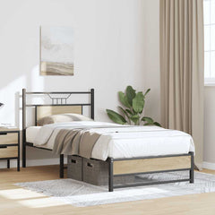 vidaXL Bed Frame without Mattress Sonoma Oak 90x190 cm Single Engineered Wood 5