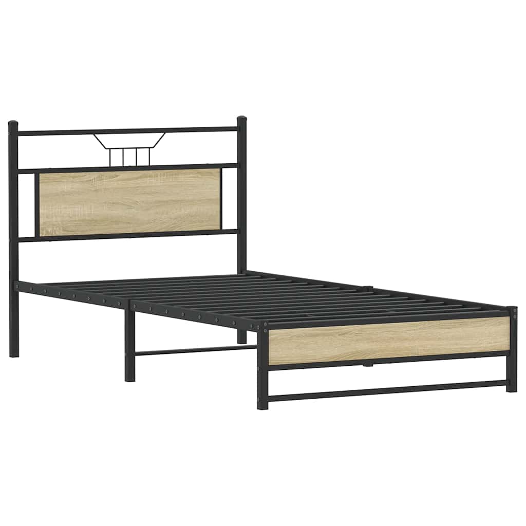 vidaXL Bed Frame without Mattress Sonoma Oak 100x190 cm Engineered Wood 3