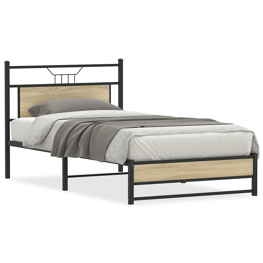 vidaXL Bed Frame without Mattress Sonoma Oak 100x190 cm Engineered Wood 1
