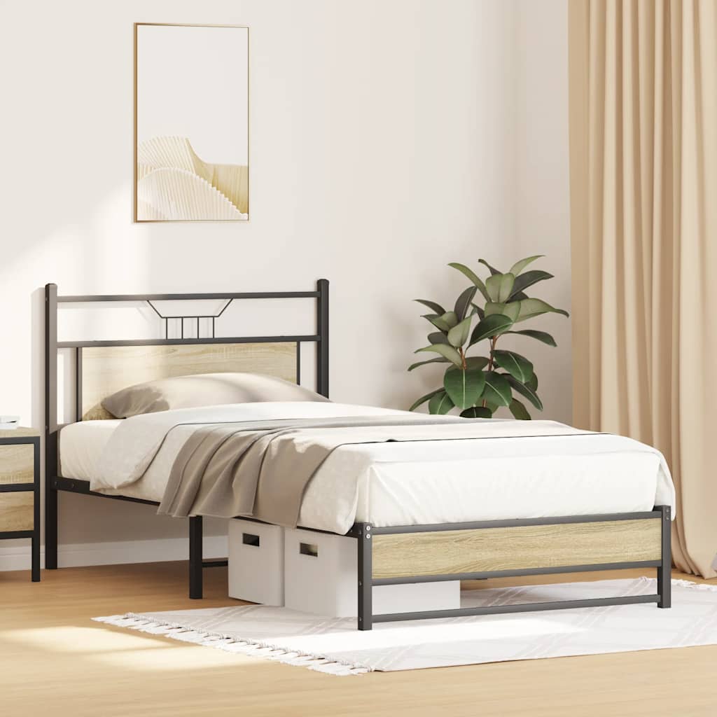 vidaXL Bed Frame without Mattress Sonoma Oak 100x200 cm Engineered Wood 5