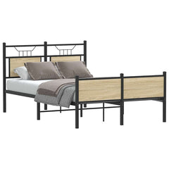 vidaXL Bed Frame without Mattress Engineered Wood Sonoma Oak with Headboard & High Footboard