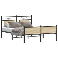 vidaXL Bed Frame without Mattress Engineered Wood Sonoma Oak with Headboard & High Footboard