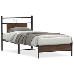 Bed Frame without Mattress Engineered Wood Brown oak With headboard & low footboard 90 cm