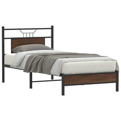 vidaXL Bed Frame without Mattress Brown Oak 90x190 cm Single Engineered Wood 1