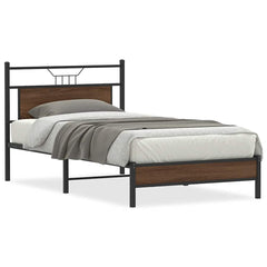 vidaXL Bed Frame without Mattress Brown Oak 100x190 cm Engineered Wood 2