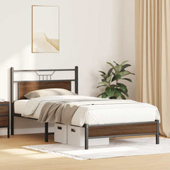 vidaXL Bed Frame without Mattress Brown Oak 100x200 cm Engineered Wood 4