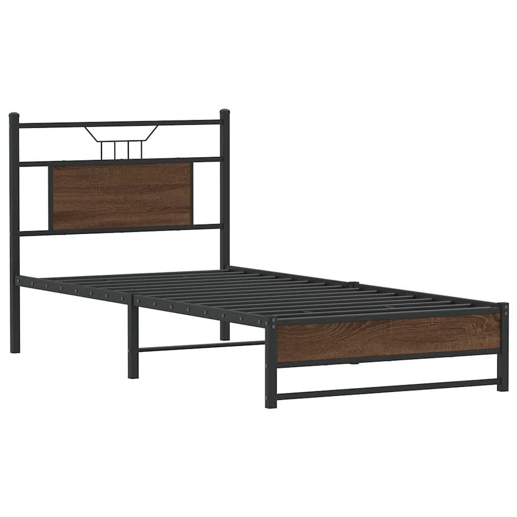 vidaXL Bed Frame without Mattress Brown Oak 80x200 cm Engineered Wood 3