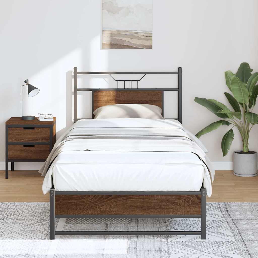 vidaXL Bed Frame without Mattress Brown Oak 80x200 cm Engineered Wood 5