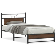 vidaXL Bed Frame without Mattress Brown Oak 100x190 cm Engineered Wood 2