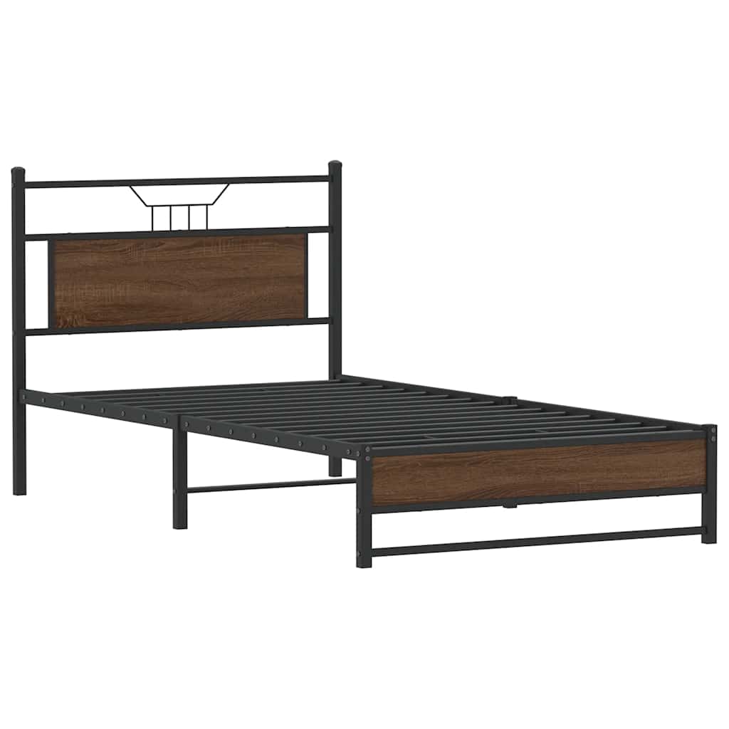 vidaXL Bed Frame without Mattress Brown Oak 100x190 cm Engineered Wood 3