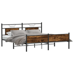 Bed Frame without Mattress Engineered Wood Brown oak With headboard & high footboard 90 cm 190 cm