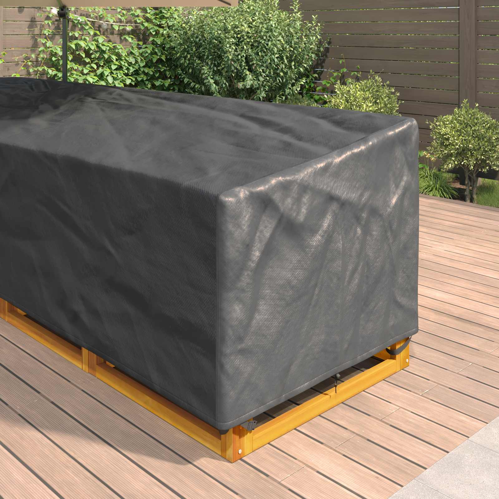 vidaXL Furniture Cover 325 x 325 x 80 cm 210D Oxford Fbric L-Shape 4