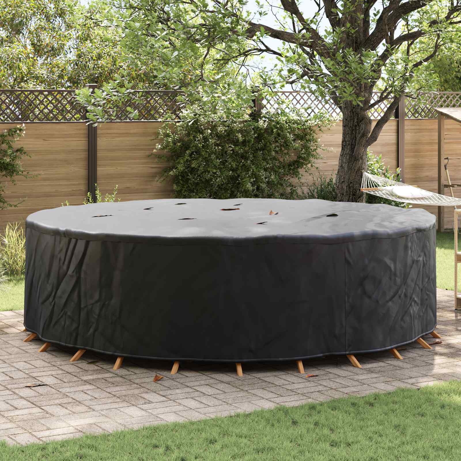 vidaXL Furniture Cover 320 x 320 x 85 cm 210D Oxford Fbric Round Black 1
