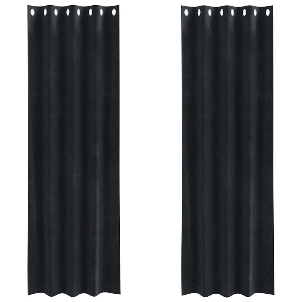 vidaXL Curtains 2 pcs Black 140 x 245 cm Velvet 2