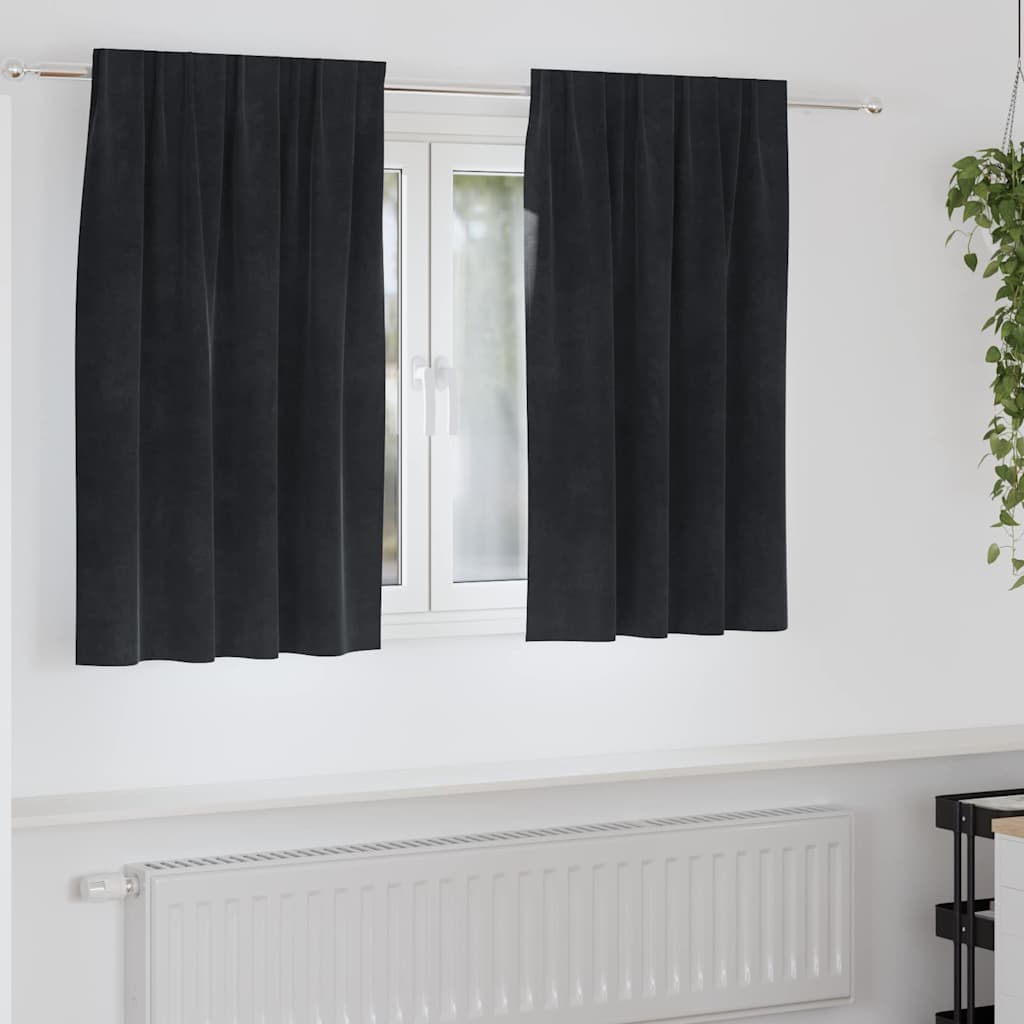 vidaXL Curtains 2 pcs Black 140 x 140 cm Velvet 1